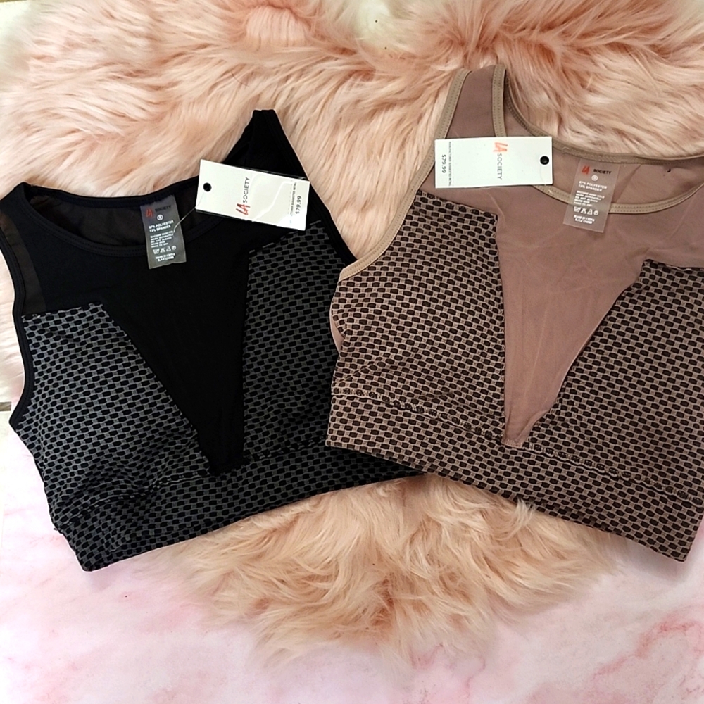 BOGO!! Brand New 2CT. LA SOCIETY TEXTURED SHEER LEISURE SPORTS BRA-S